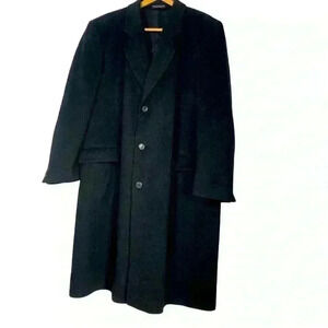 Silver cloud, black luxury cashmere wool blend lined dress overcoat size 46